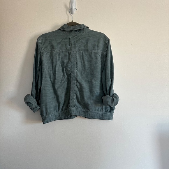 Anthropologie Sage Green Snap Front Lightweight Jacket, Large - Picture 3 of 7